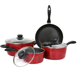 Gibson Home Armada 7 Piece Nonstick Carbon Steel Cookware Set in Red - Free Shipping