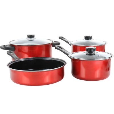 Gibson Everyday Cardinal 7 Piece Nonstick Steel Cookware Set in Red - Free Shipping 