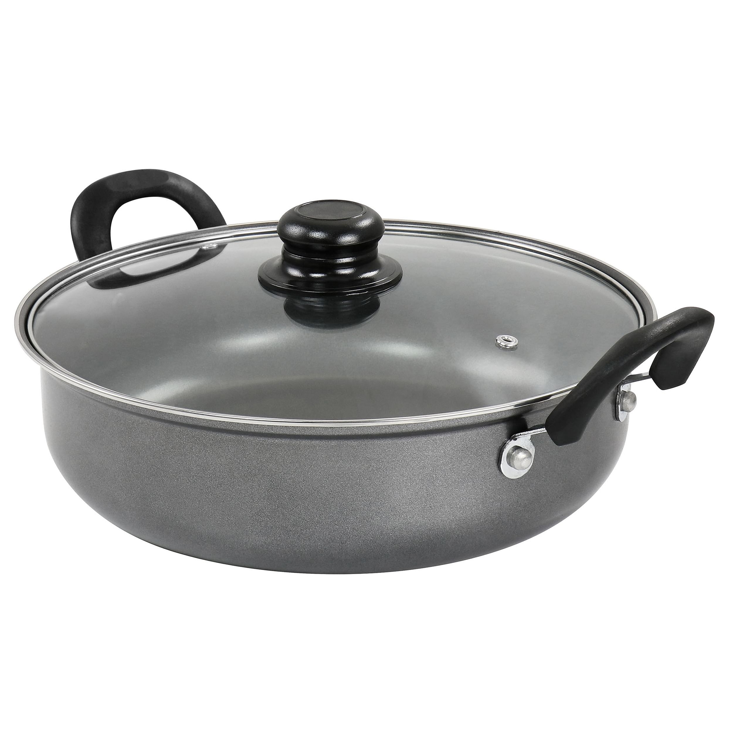 Gibson Everyday 12 Inch Highberry Nonstick All Purpose Pan with Lid in Grey - Free Shipping