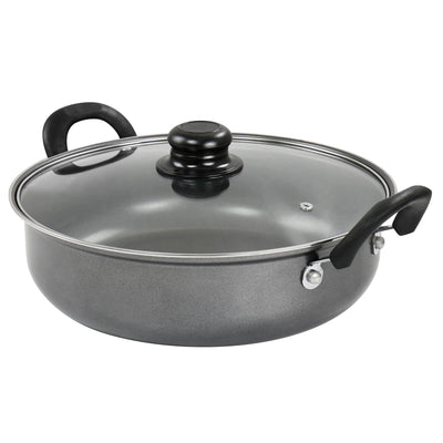 Gibson Everyday 12 Inch Highberry Nonstick All Purpose Pan with Lid in Grey - Free Shipping 