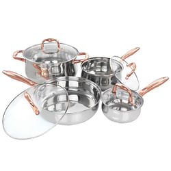 Gibson Home Bransonville 8 Piece Stainless Steel Cookware Set in Chrome and Bronze - Free Shipping