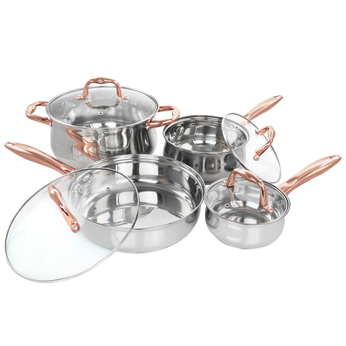 Gibson Home Bransonville 8 Piece Stainless Steel Cookware Set in Chrome and Bronze - Free Shipping