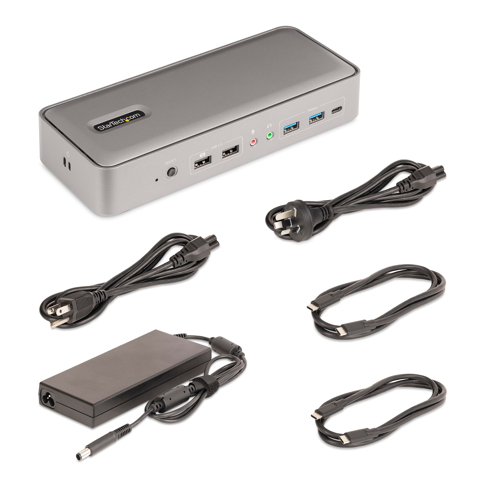 Dual-Laptop USB-C KVM Docking Station, Dual Monitor 4K 60Hz DisplayPort Dock, 5-Port USB Hub, GbE, 90W/45W Power Delivery to Two Laptops, Windows/Mac, 2-Host KVM Dock - TAA 