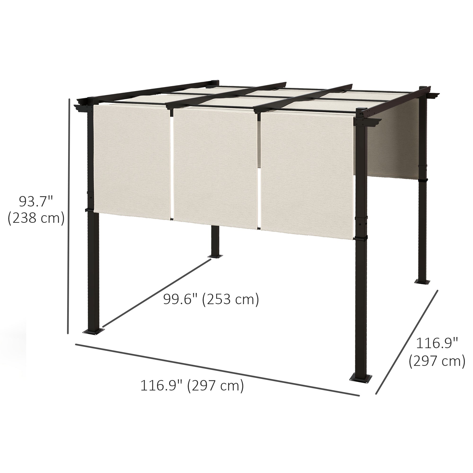 Outsunny Metal Outdoor Pergola 10'x10' with Retractable Canopy for Garden Patio Backyard Deck 