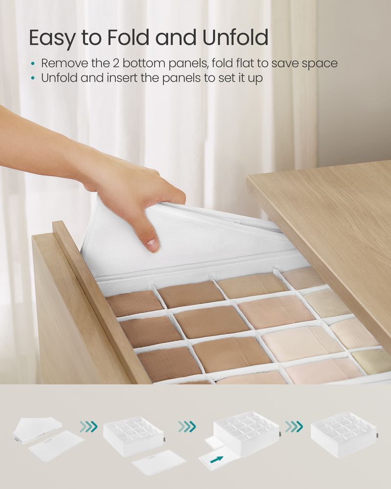 SONGMICS Set of 4 Closet Organizers for Underwear, 80 Cells 