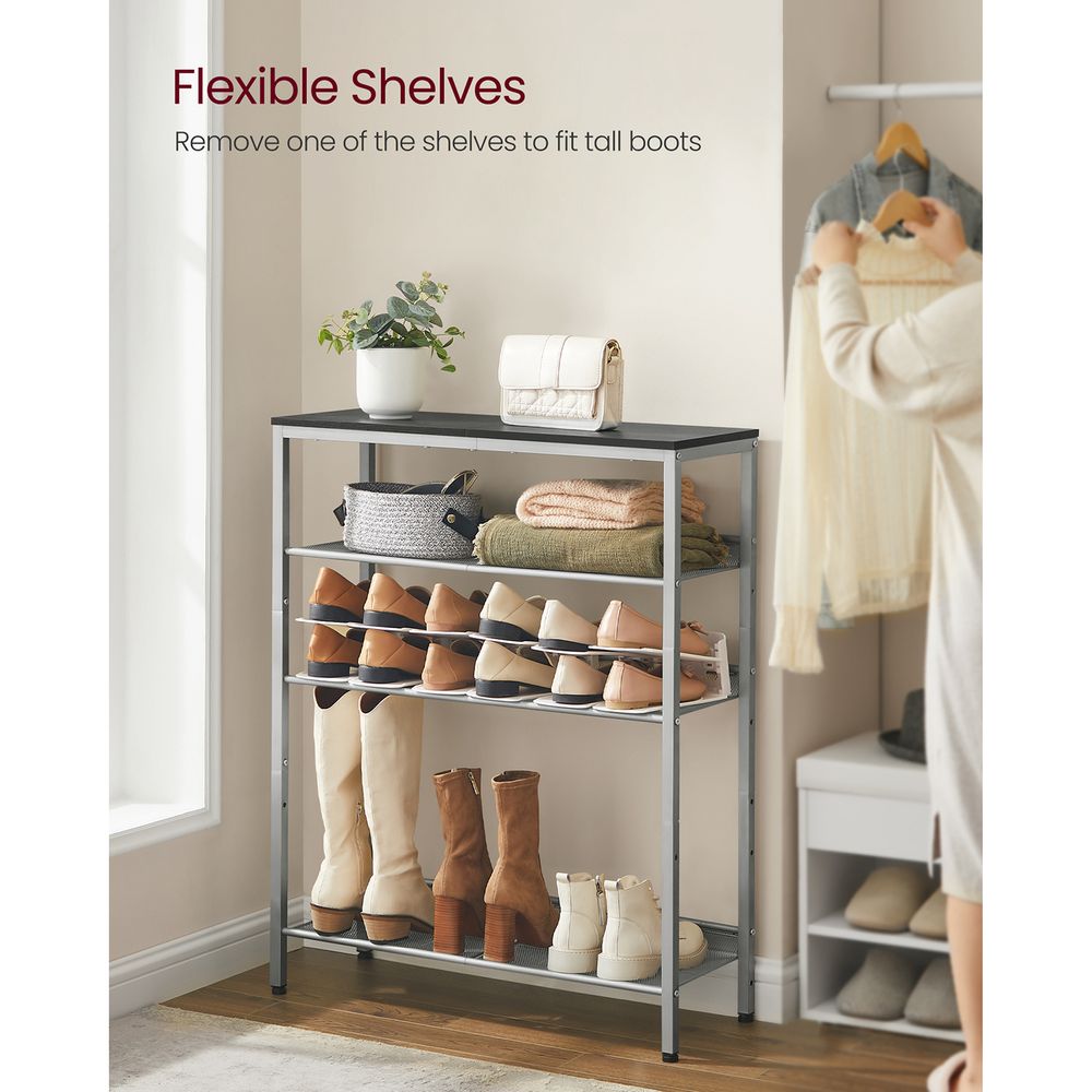 VASAGLE 5-Tier Shoe Rack with Storage Shelves and Spacious Top 