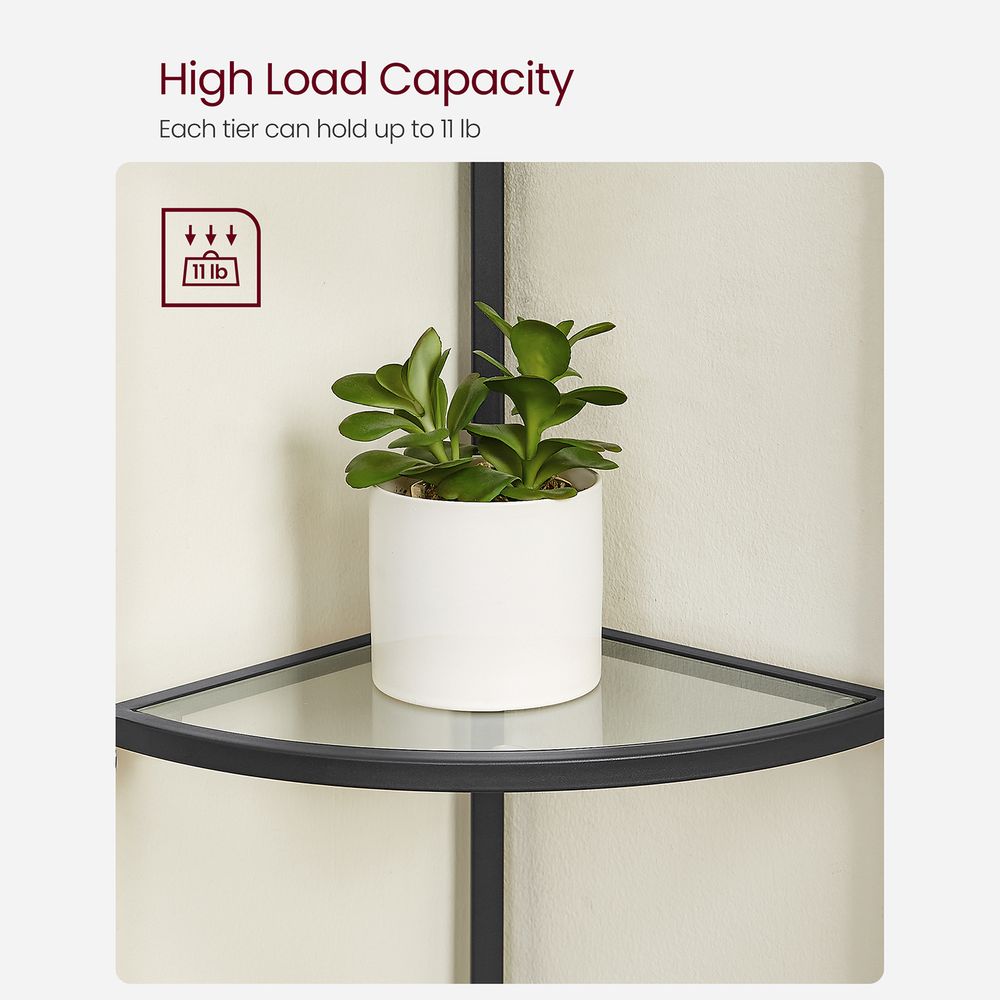 VASAGLE 5-Tier Glass Corner Storage Shelf 