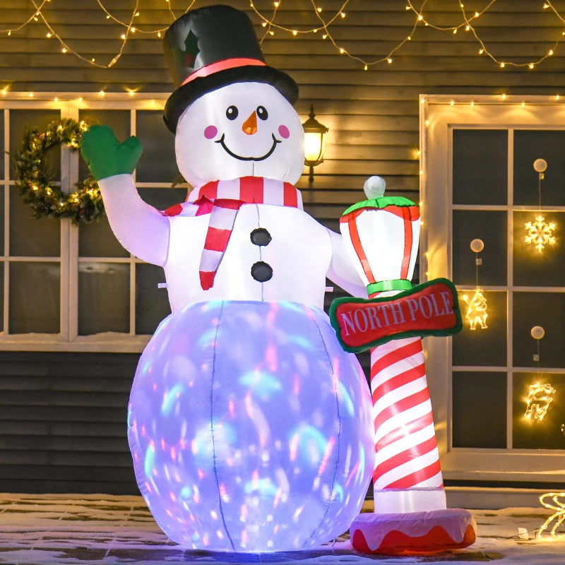 HOMCOM 7.9FT Inflatable Christmas Snowman Decoration, LED Lighted Blow Up for Indoor & Outdoor Holiday Yard Display 
