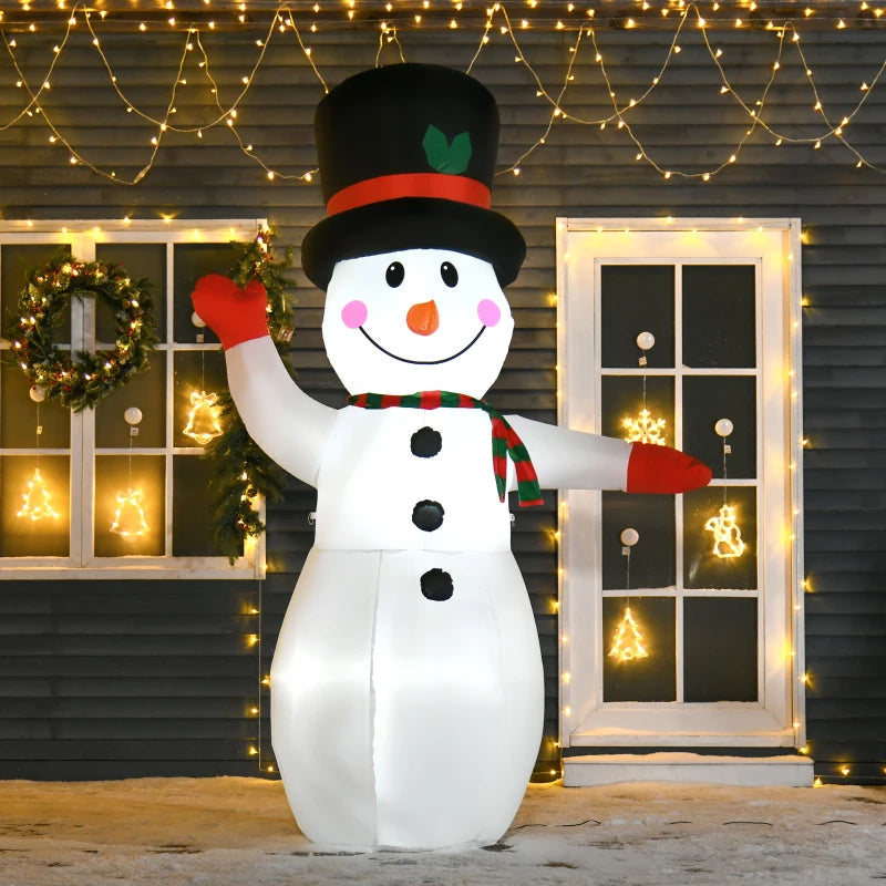 HOMCOM 4FT Inflatable Christmas Snowmen Family, LED Lighted Holiday Blow Up Decoration for Indoor & Outdoor Display 