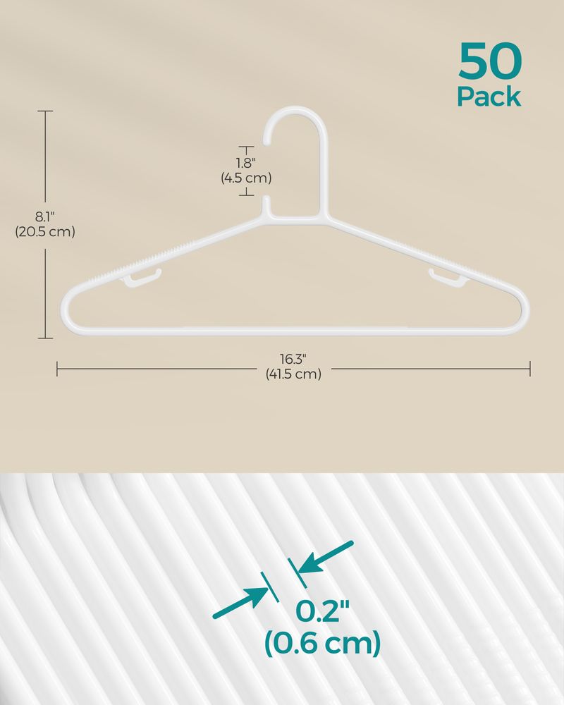 SONGMICS 50-Pack Plastic Clothes Hangers 