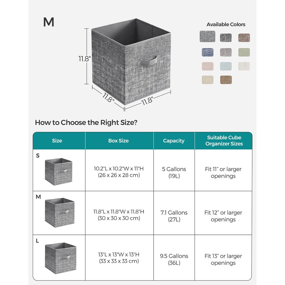 SONGMICS Non-Woven Fabric Storage Cubes with Double Handles 