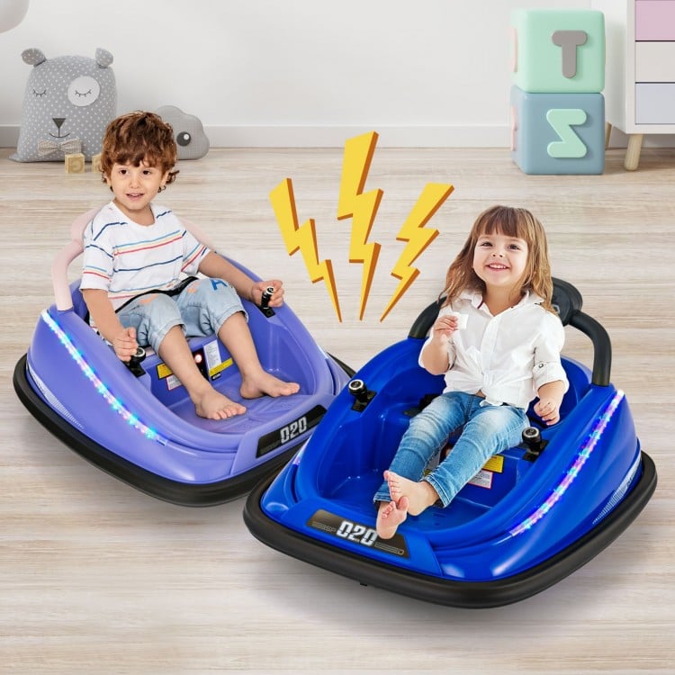 12V Kids Bumper Car Ride on Toy with Remote Control and 360 Degree Spin Rotation-Purple