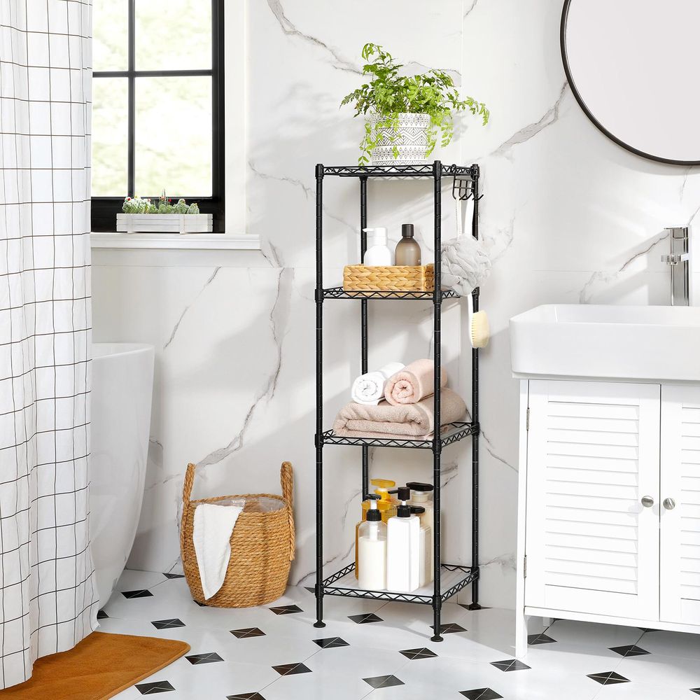 SONGMICS Bathroom Shelf with 5 PP Shelf Liners, Removable Hook 