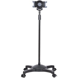 Mobile Tablet Stand with wheels, Height Adjustable Cart, Universal Rolling Tablet Stand for 7 - 11in w/ Detachable Holder, TAA 