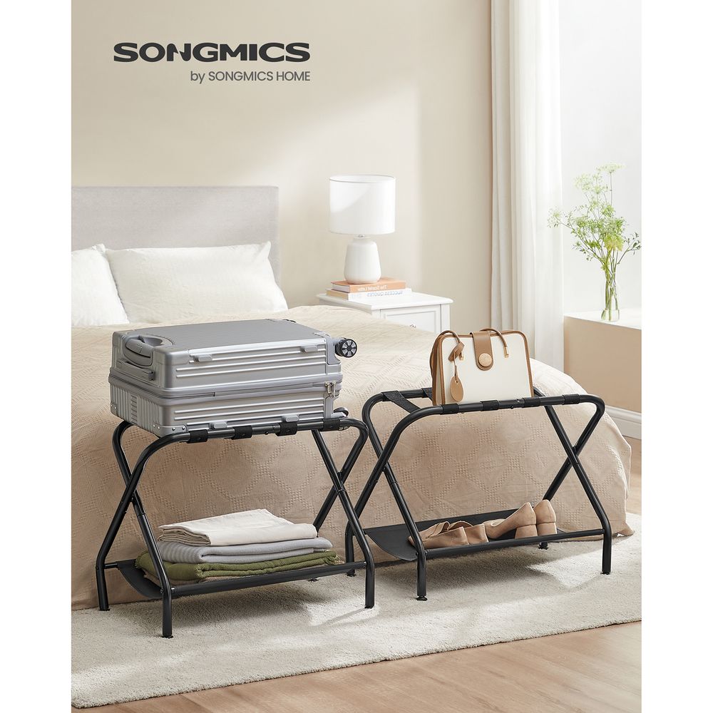 SONGMICS Black Foldable Luggage Rack 