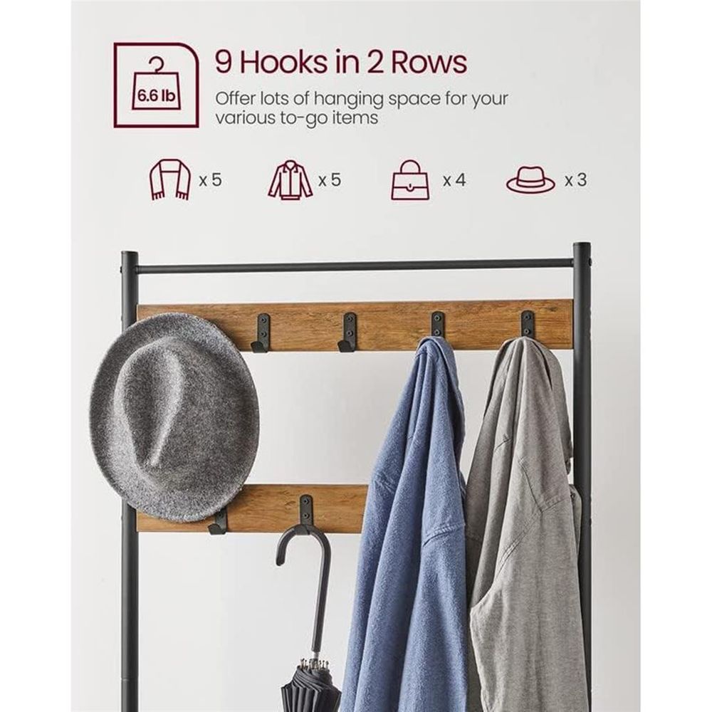 VASAGLE Coat Rack with Shoe Storage Bench 