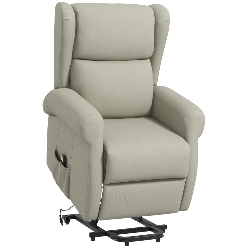 HOMCOM Wingback Lift Chair for Elderly, Power Chair Recliner with Footrest, Remote Control, Side Pockets, Cream White