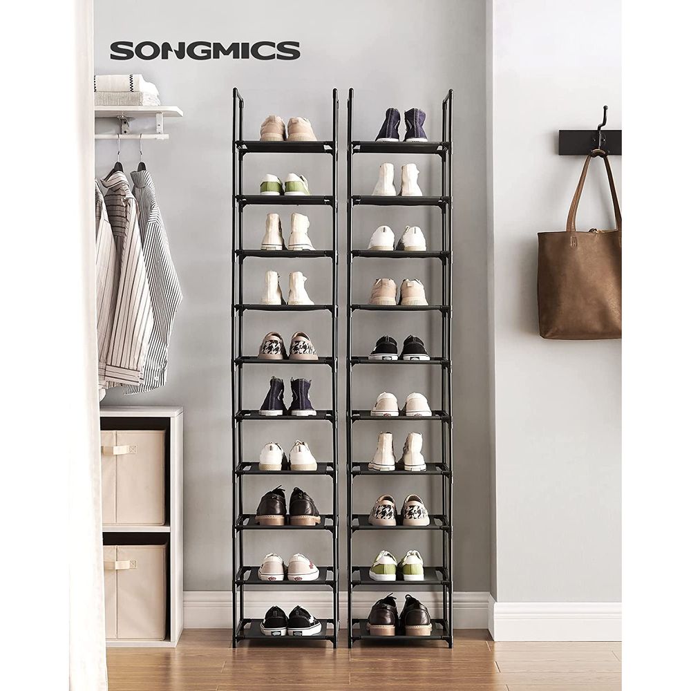 SONGMICS 10-Tier Shoe Shelf with Metal Frame 