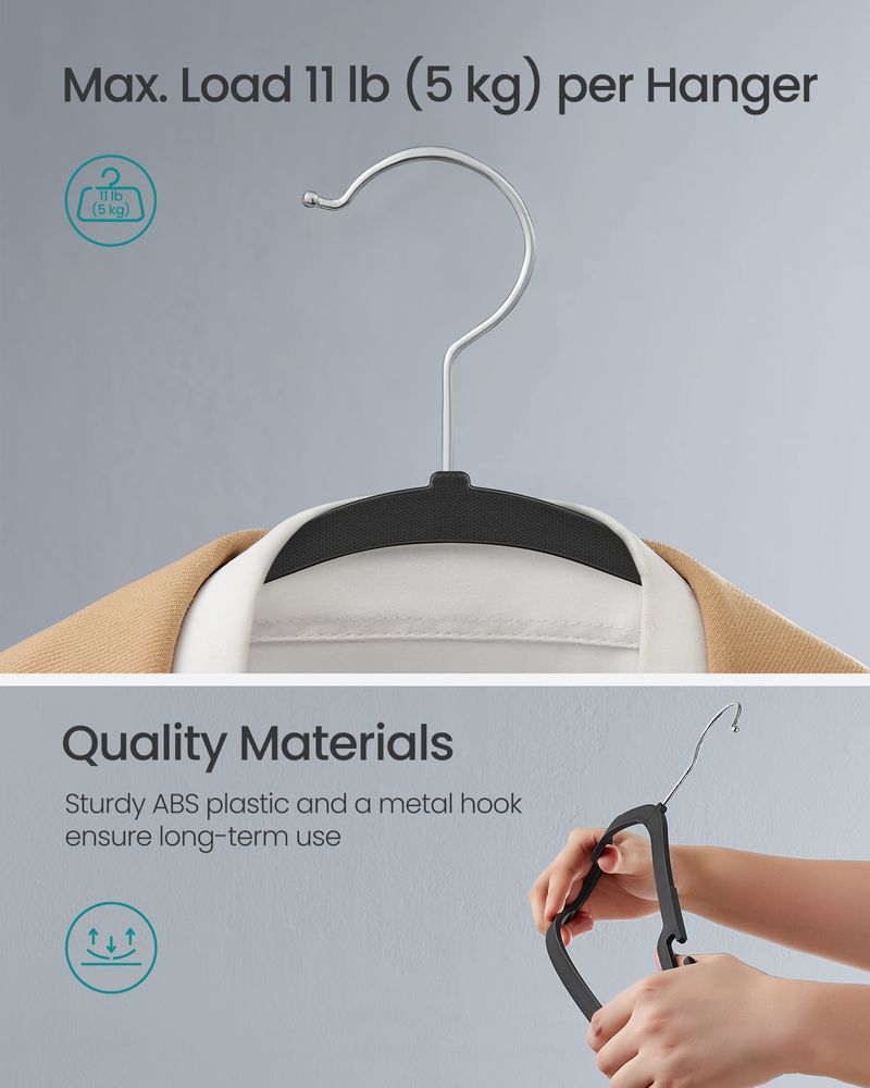 SONGMICS Heavy-Duty Plastic Clothes Hangers 50 Pack 