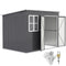 Outsunny 8.5' x 6' Galvanised Steel Outdoor Storage Shed, Garden Shed with Window, Lockable Wide Doors and Air Vents, Dark Grey