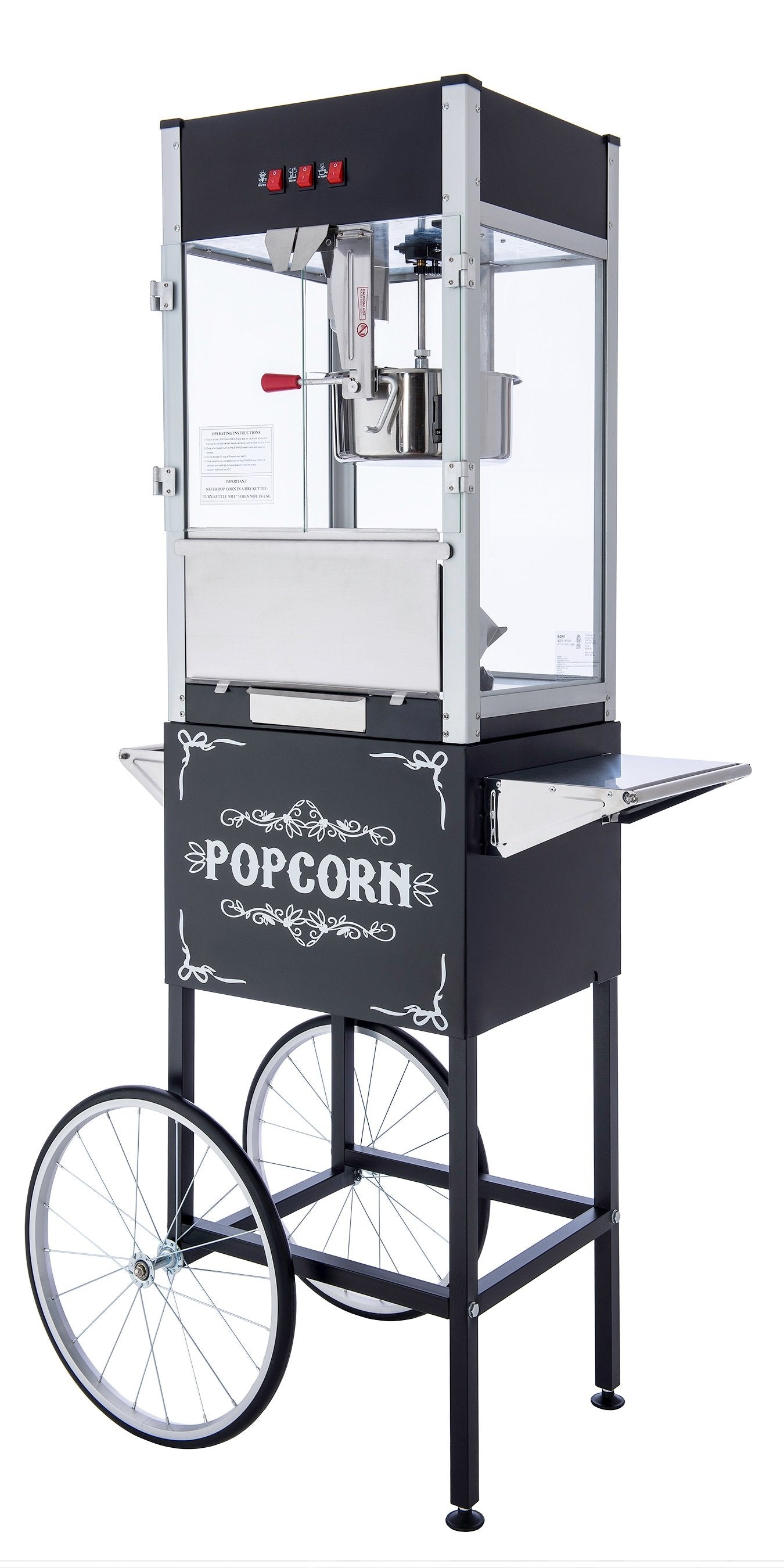 12oz Black Canadian Commercial Popcorn Machine with Stand 