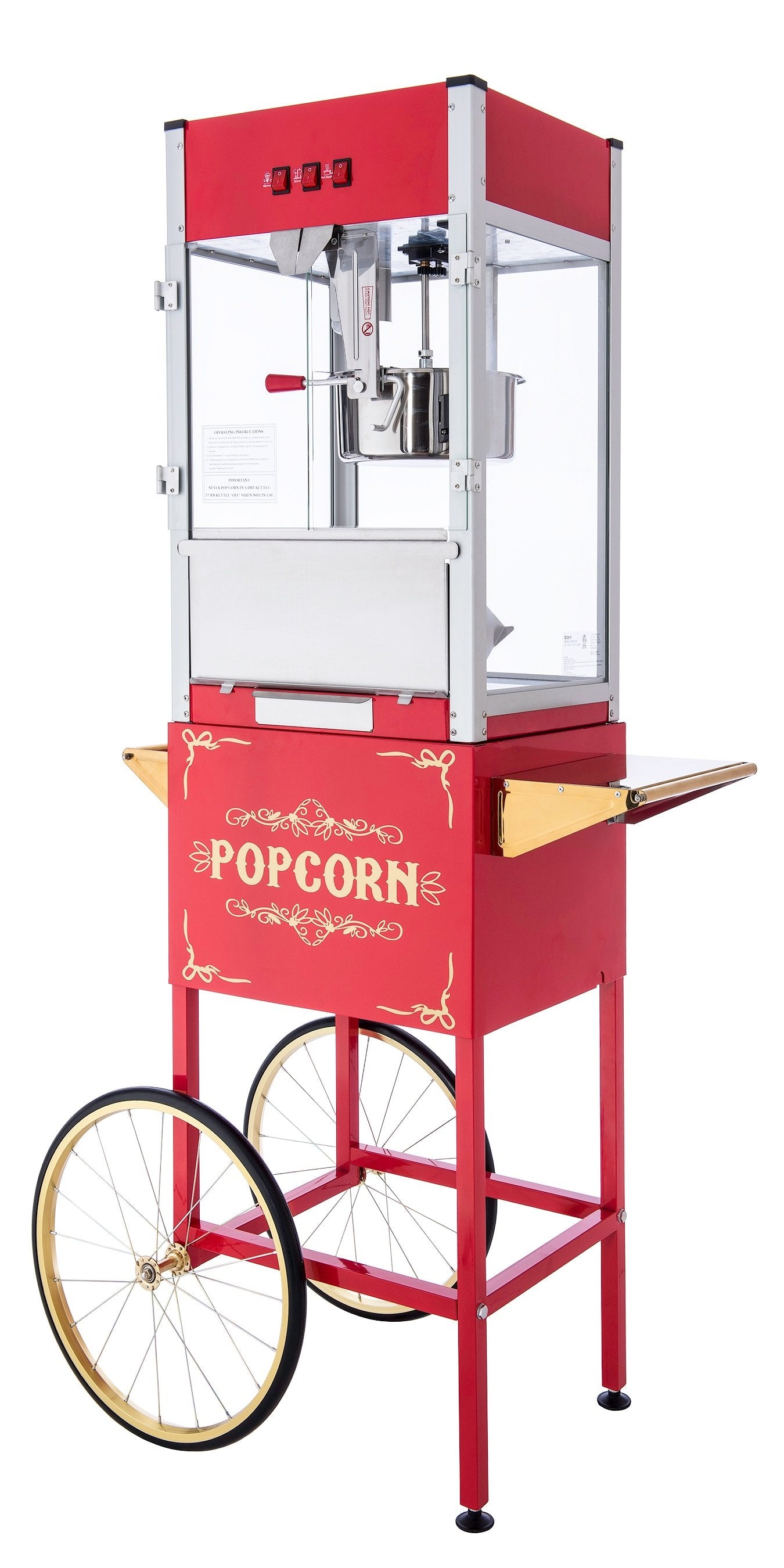 12oz Red Canadian Commercial Popcorn Machine with Stand 