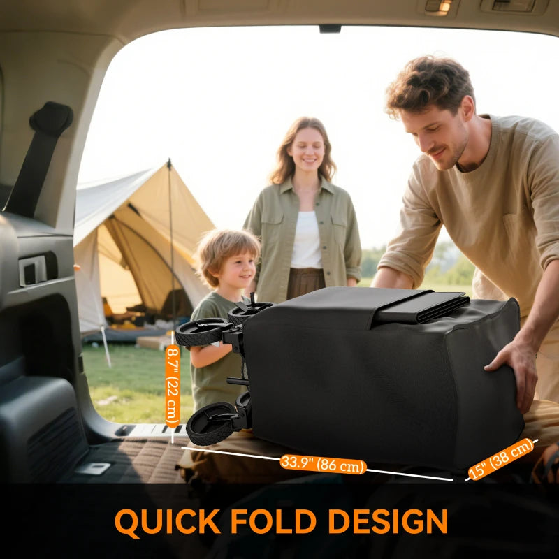 Double Decker Folding Wagon Cart, 450LBS & 350L Capacity Collapsible Garden Cart for Camping Sports Shopping and Beach