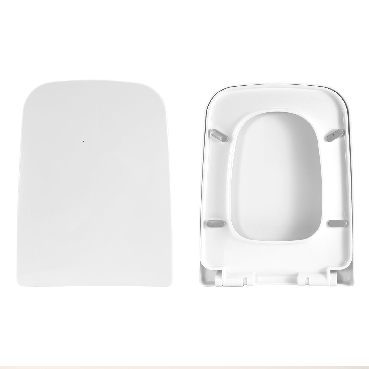 Square Toilet Seat with Grip-Tight Seat Bumpers Heavy-Duty Quiet-Close Quick-Release Easy Cleaning White UK 