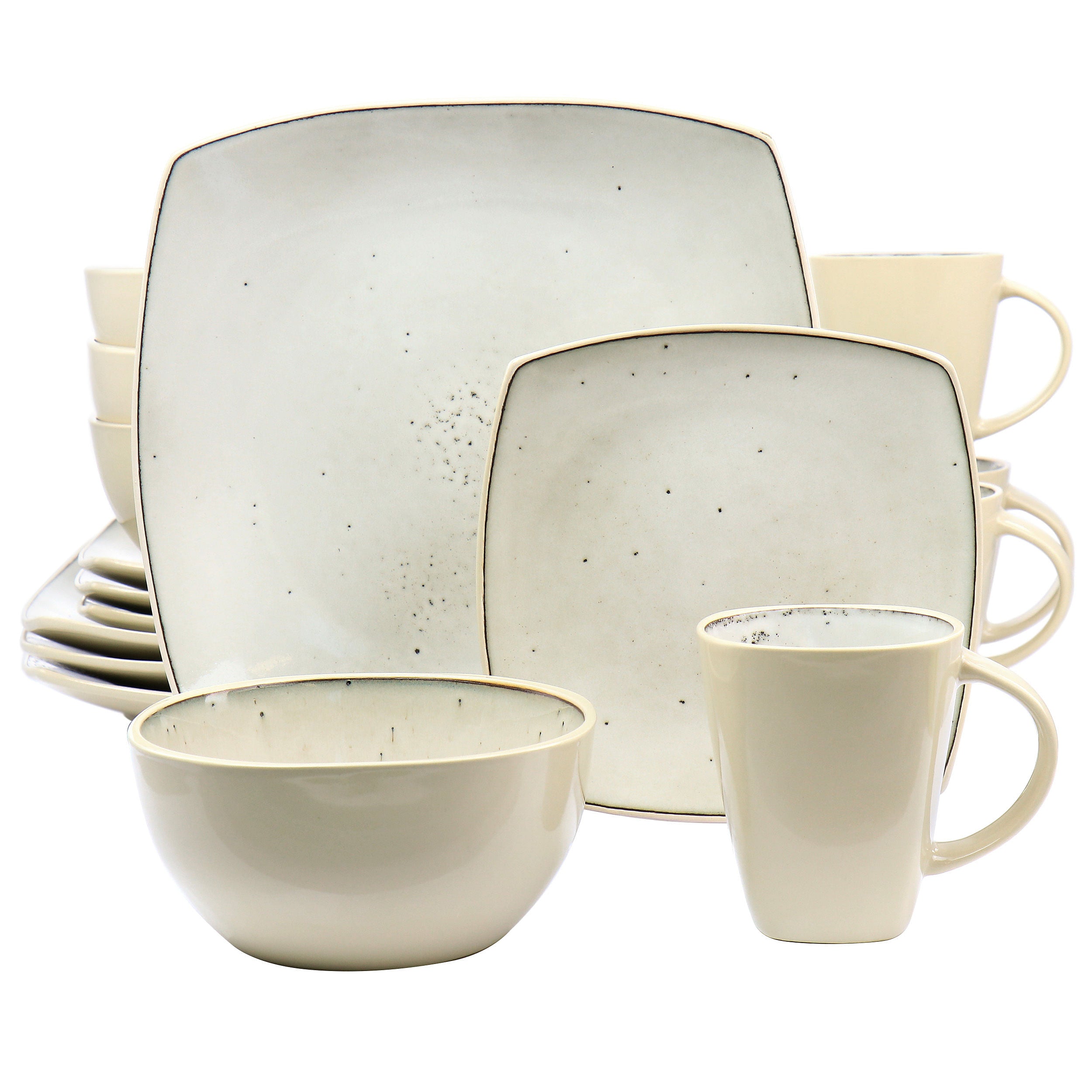 Gibson Elite Soho Lounge 16 Piece Stoneware Dinnerware Set in Light Taupe - Free Shipping 