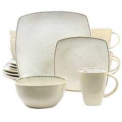 Gibson Elite Soho Lounge 16 Piece Stoneware Dinnerware Set in Light Taupe - Free Shipping 