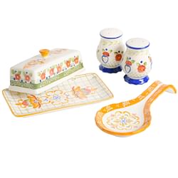 Laurie Gates Tierra 4 Piece Hand Painted Ceramic Tableware Accessory Set - Free Shipping 