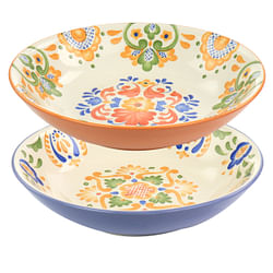Laurie Gates Tierra 2 Piece Round Stoneware Dinner Bowl Set in Assorted Designs - Free Shipping 