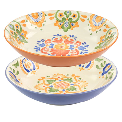 Laurie Gates Tierra 2 Piece Round Stoneware Dinner Bowl Set in Assorted Designs - Free Shipping 
