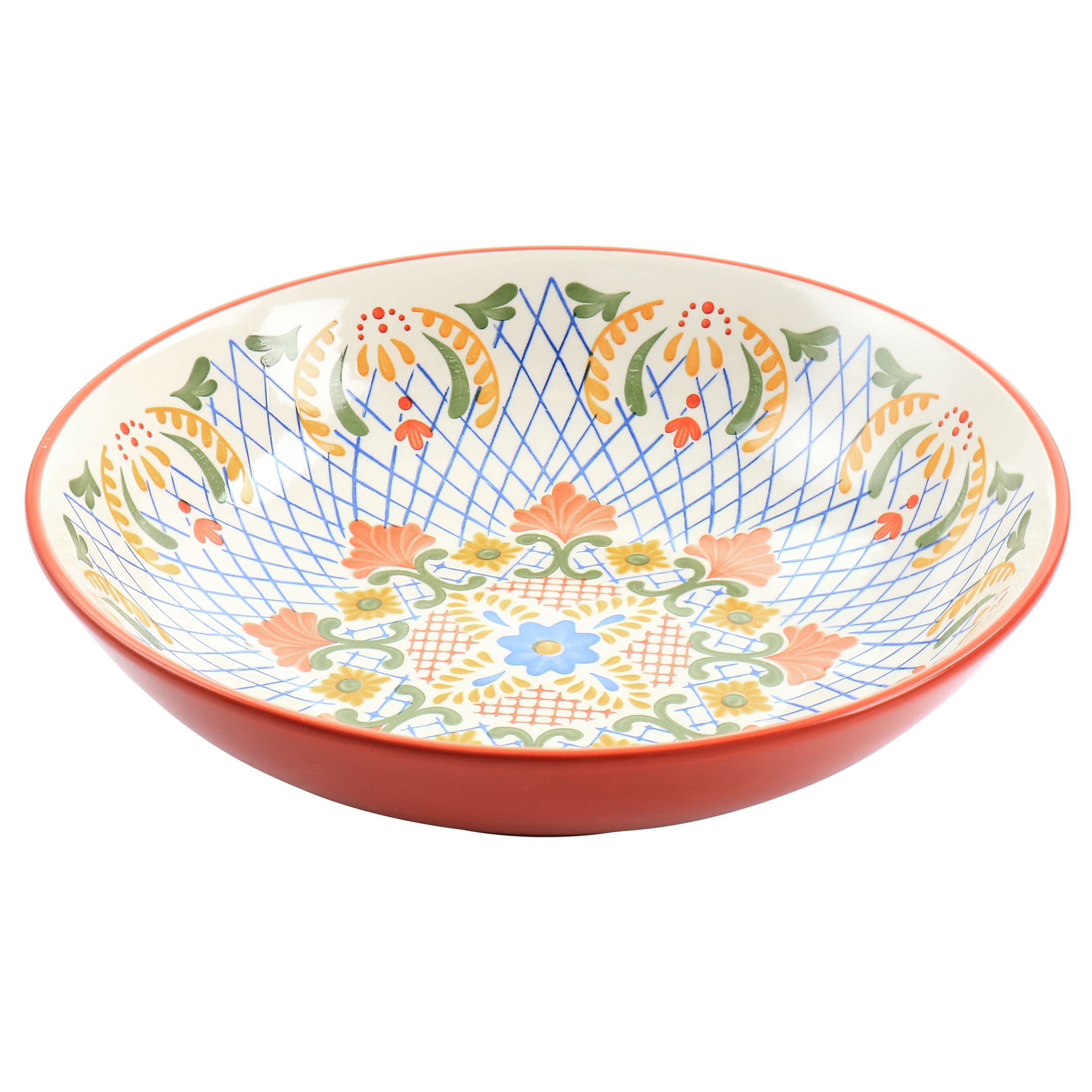 Laurie Gates California Designs Tierra 10.5 Inch Hand Painted Stoneware Pasta Bowl in Red - Free Shipping 