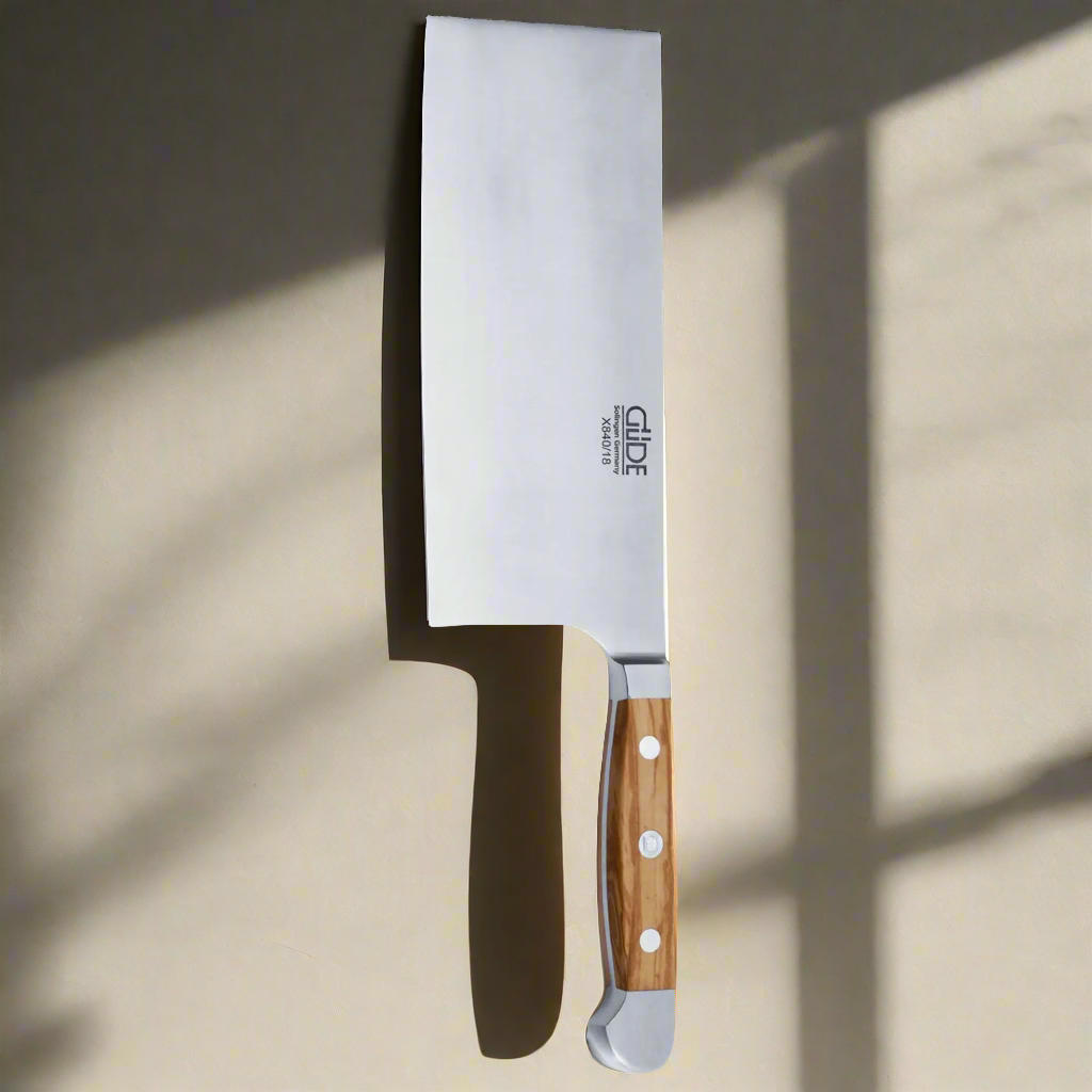 ALPHA OLIVE |  Chinese Chef's Knife 8" blade / Olive Wood handle 