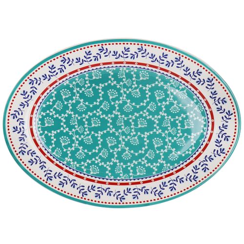 Gibson Home VIllage Vines 14 Inch Fine Ceramic Oval Platter in Multi - Free Shipping