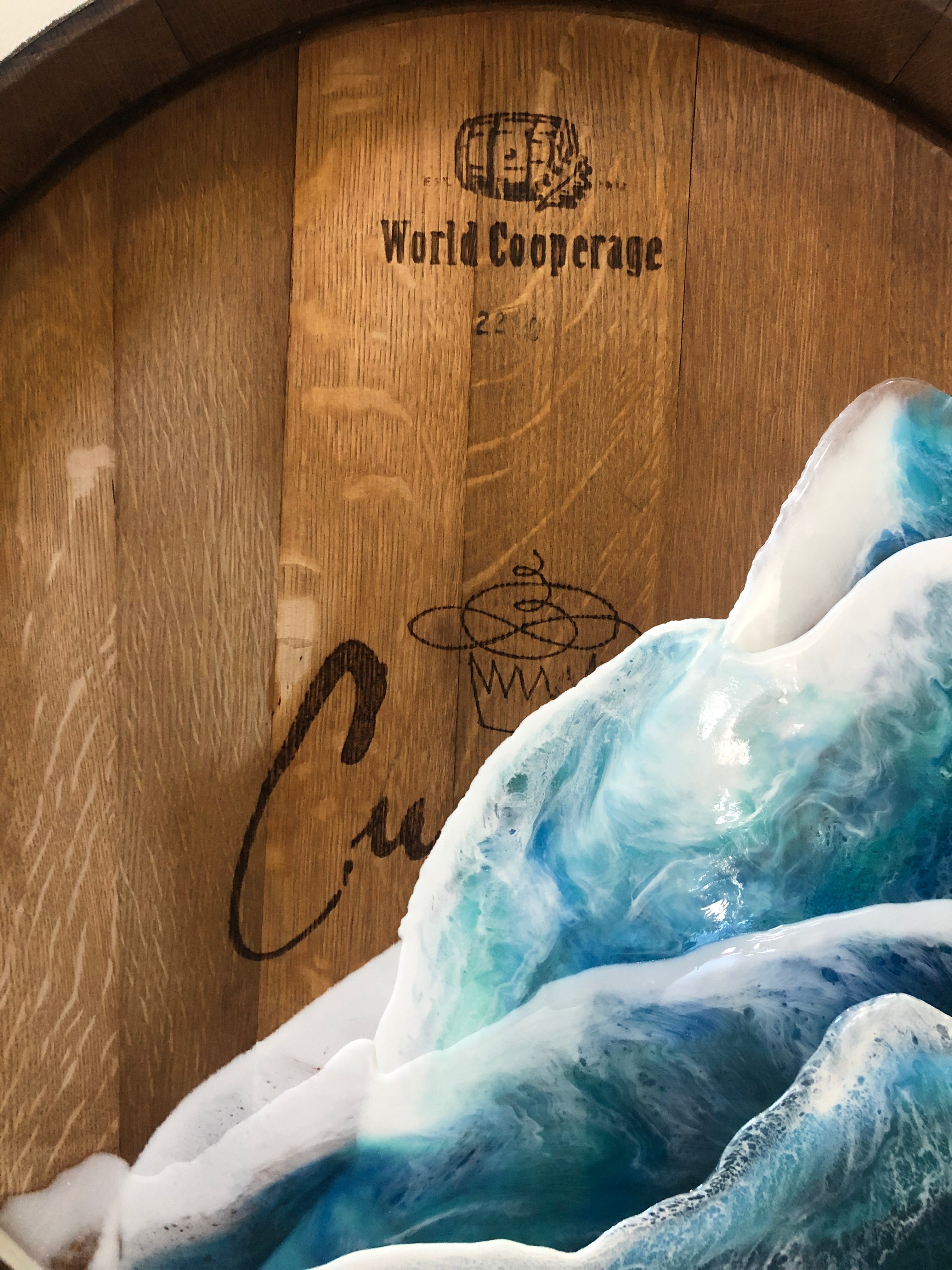 Wine Barrel Ocean Waves 