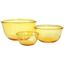 Gibson Home 3 Piece Amber Tempered Glass Bowl Set in Amber - Free Shipping