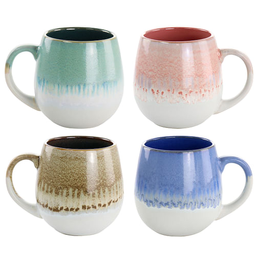 Gibson Home Avery Creek 4 Piece 19.1oz Stoneware Mug Set in Assorted Colors - Free Shipping