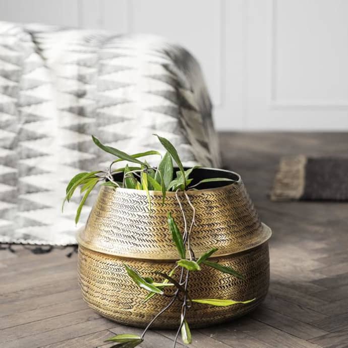 Aleta - Rattan Brass Finish Planter 