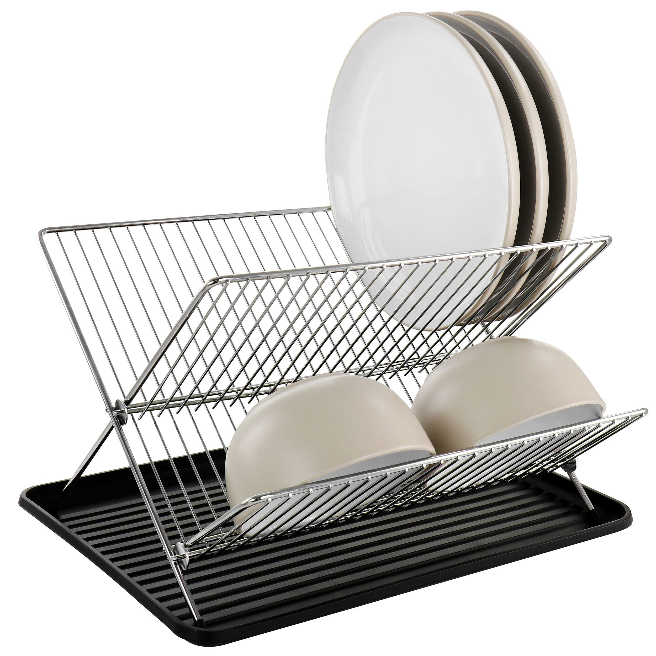 Gibson Home Fernsby 2 Tier 17 in. Folding Dish Rack Set in Black - Free Shipping