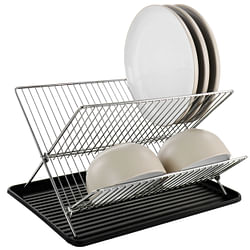 Gibson Home Fernsby 2 Tier 17 in. Folding Dish Rack Set in Black - Free Shipping