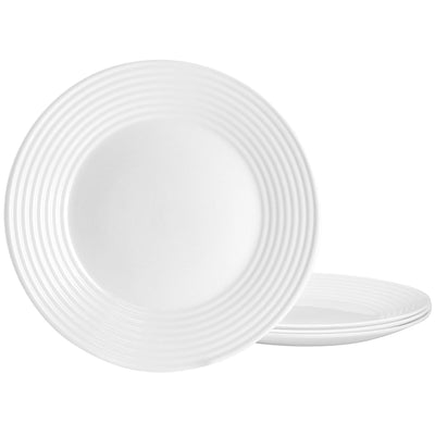 Gibson Ultra Patio 4 Piece Tempered Opal Glass Dinner Plate Set in White - Free Shipping 