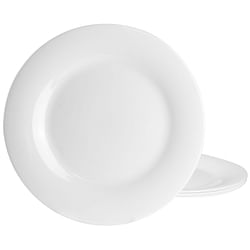 Gibson Ultra Farthington 4 Piece Tempered Opal Glass Dinner Plate Set in White - Free Shipping 