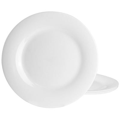 Gibson Ultra Farthington 4 Piece Tempered Opal Glass Dinner Plate Set in White - Free Shipping 