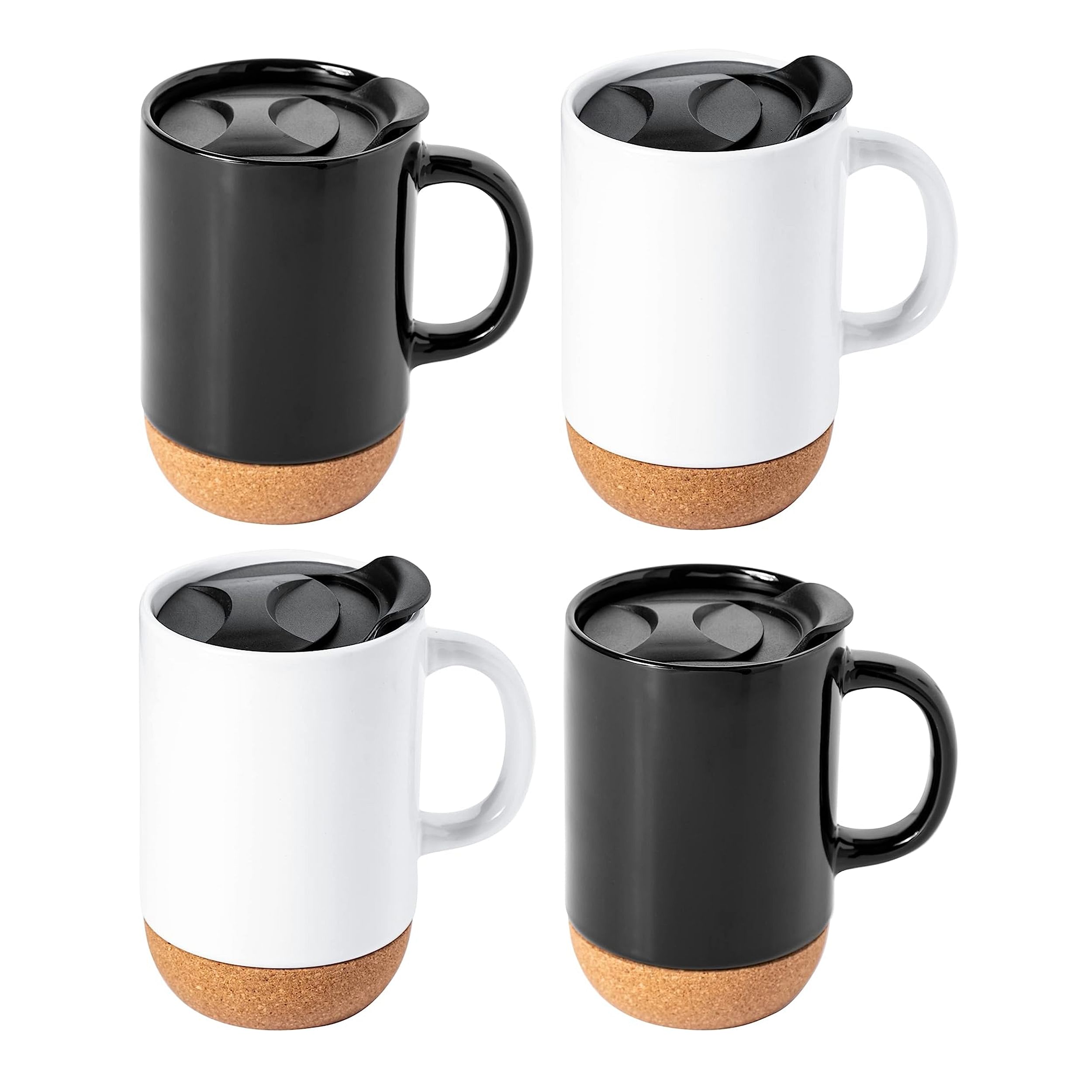 Gibson Home Modani 4 Piece 16.5 Ounce Stoneware Travel Mug Set with Lid and Cork Base - Free Shipping