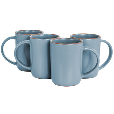 Gibson Elite Dumont 4 Piece 17oz Terracotta Mug Set in Light Blue - Free Shipping 