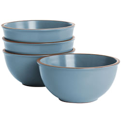 Gibson Elite Dumont 4 Piece Terracota Bowl Set in Light Blue - Free Shipping