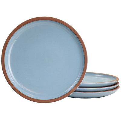 Gibson Elite Dumont 4 Piece Terracotta 10.8in Dinner Plate Set in Light Blue - Free Shipping 