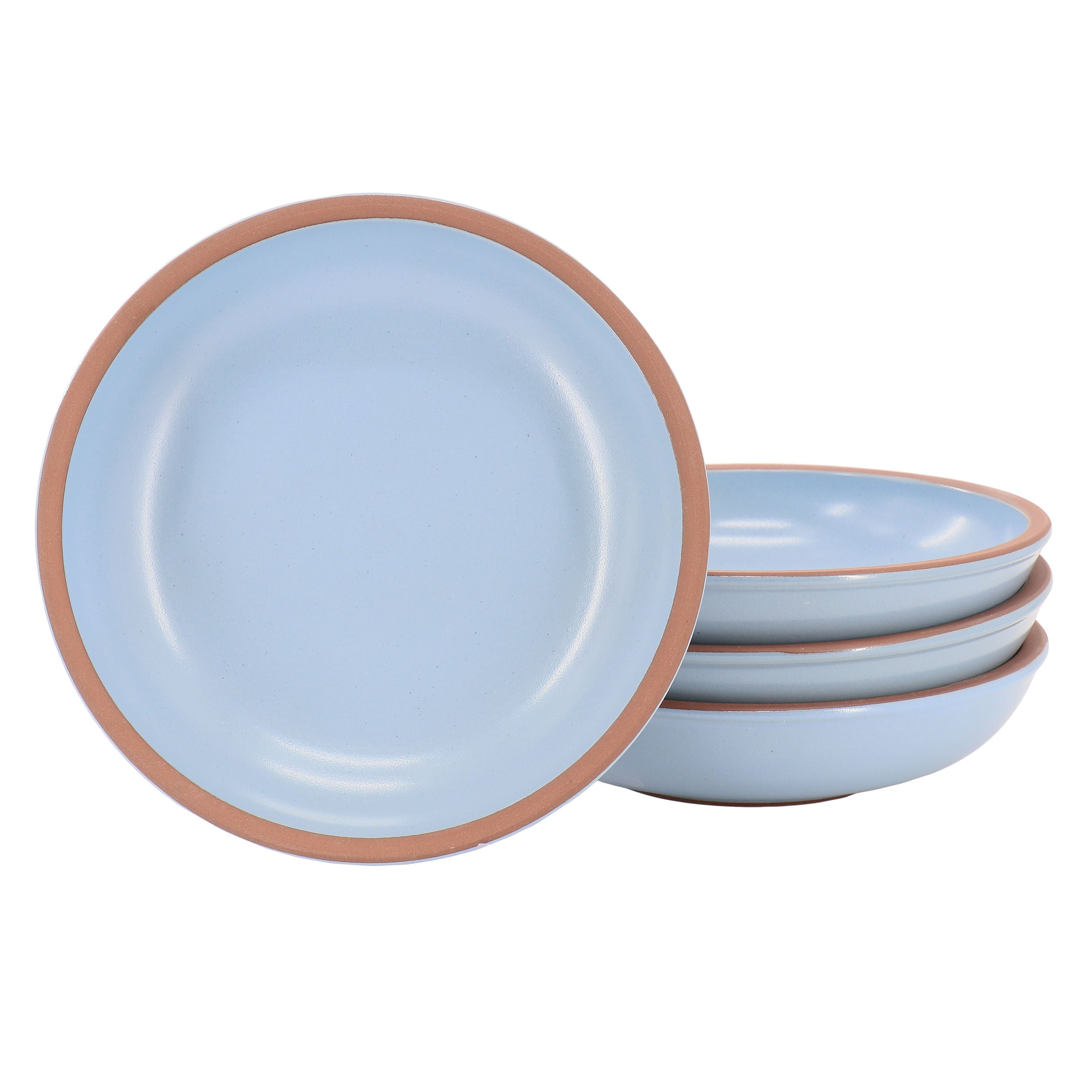 Gibson Elite Dumont 4 Piece Terracotta 9 Inch Dinner Bowl Set in Light Blue - Free Shipping 